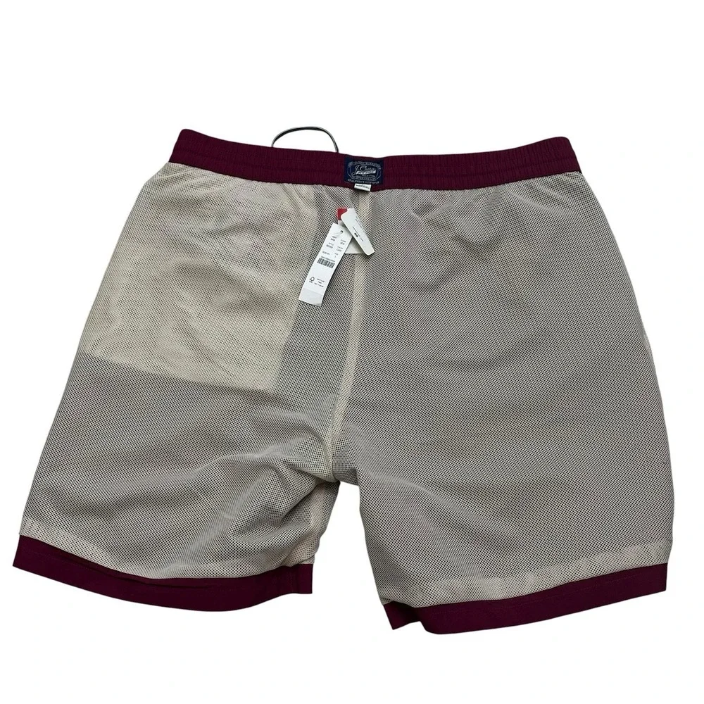 J.Crew Swim Trunks Fully Mesh Lined Size Mens Size Large Burgundy Pockets NWT
